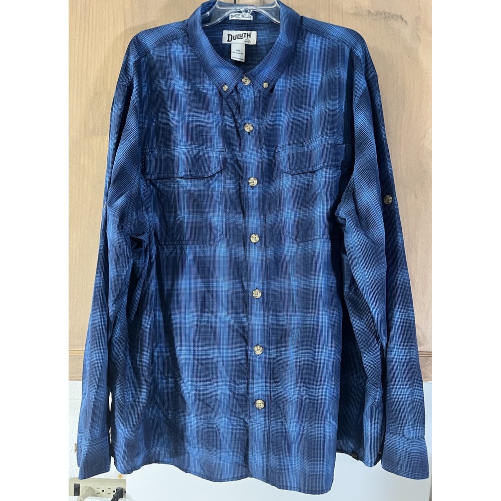 Duluth Trading Co - Men's Relaxed Fit Long Sleeve‎ Shirt - Navy Plaid